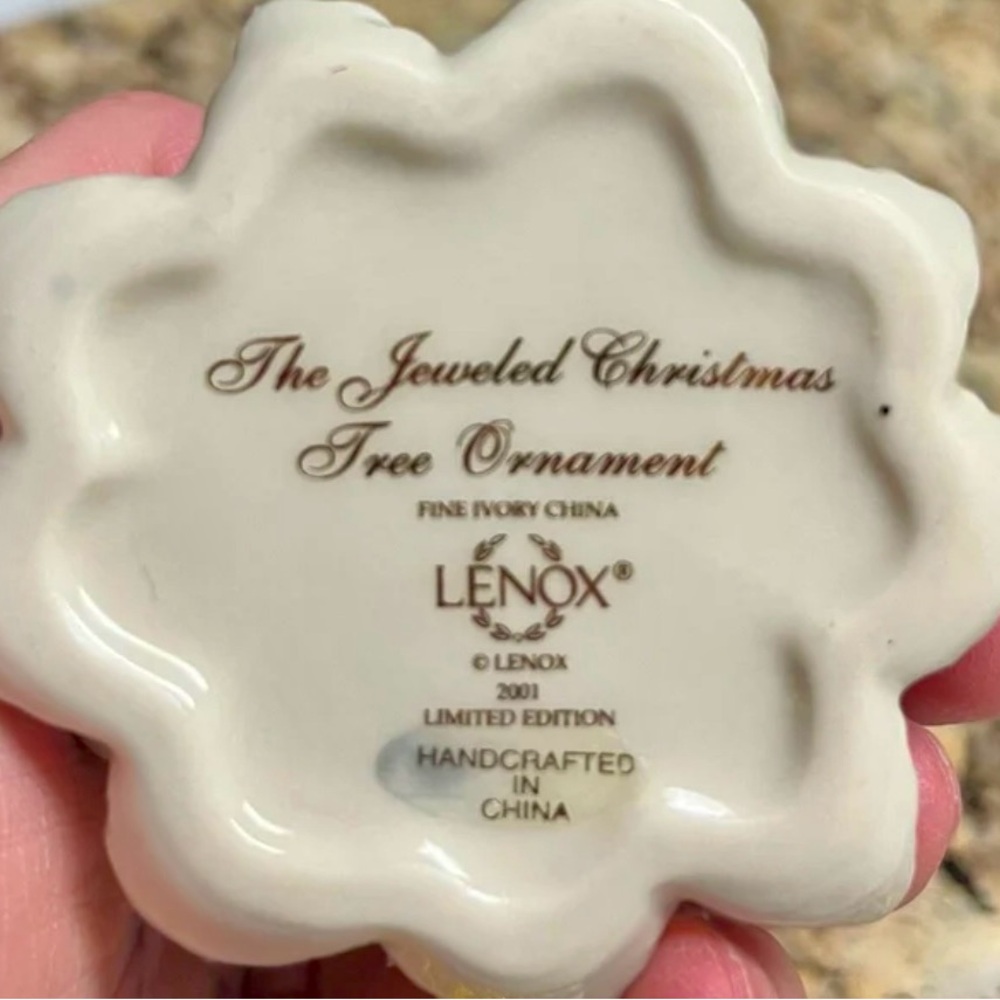 Lenox~2001 Jeweled Christmas Tree Ceramic Ornament W/ Colored Jewels & Gold Trim - Picture 10 of 12